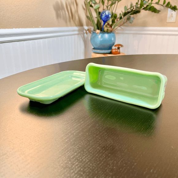 TPC Tablecraft Jadeite Butter Dish with Cover Kitchen Retro Style - Picture 6 of 7